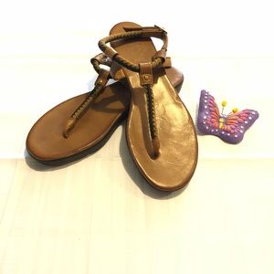 Miz Mooz Brown Black Braided Leather Thong Sandals